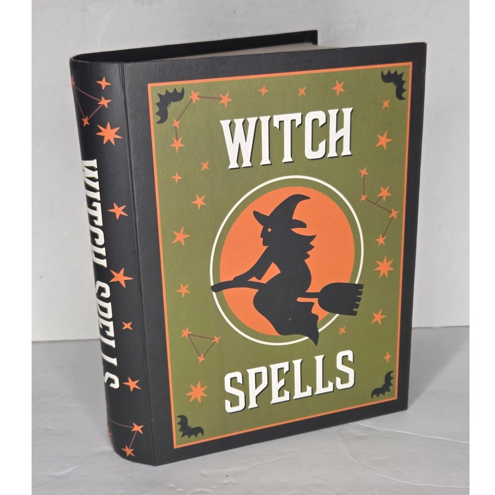 Halloween Witch Spells Decorative Faux Book Stack Storage Box